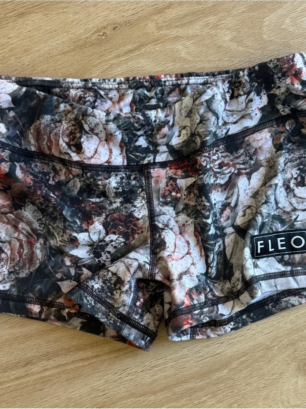 Fleo Floral Print Shorts in Black, White & Pink